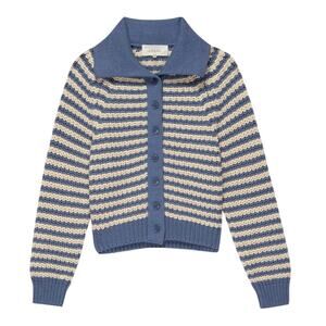 The Great Mini Collar Cardigan Blue Moon Stripe Cropped Sweater